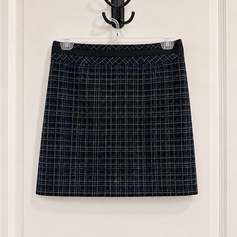 Ann Taylor LOFT Petites Navy Tweed Plaid Mini Skirt Size 00P